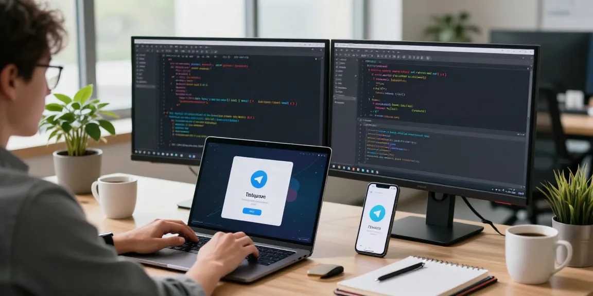 Person customizing Telegram Chinese settings in a modern office environment.